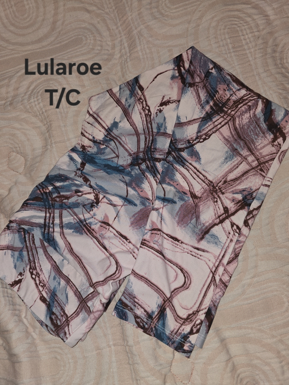 LuLaRoe T/C Abstract Brushstroke Leggings in Pink, Blue & Brown